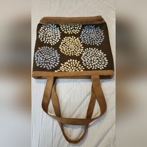 Suede Bag With Floral Earth Tones